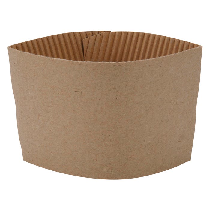Genuine Joe Corrugated Protective Hot Cup Sleeve for 10 - 16 oz Virgin Hot Cups Brown, Pack of 50