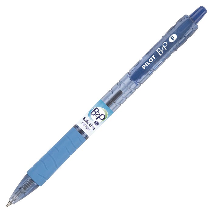Pilot B2P Bottle-2-Pen Retractable Ballpoint Pen, 1 mm, Blue Ink, Clear Barrel, Pack of 12