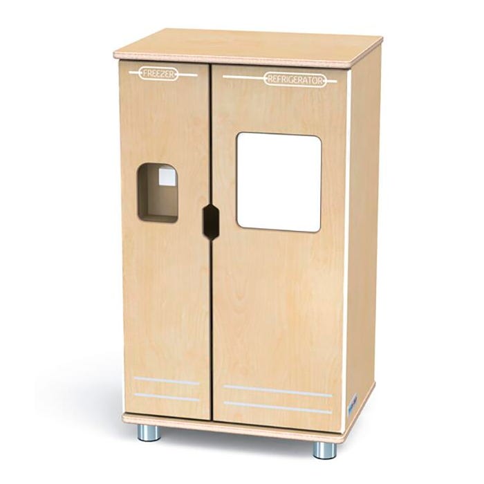 Jonti-Craft TrueModern Play Kitchen Fridge, Baltic Birch, Aluminum Feet, 20 x 15 x 34-1/2 Inches