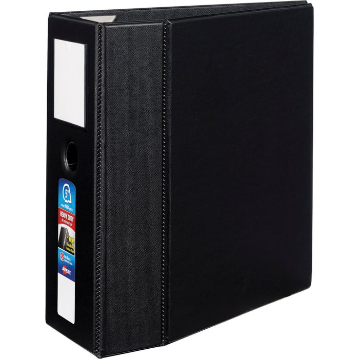 Avery Heavy Duty Binder with Label Holder, 5 Inch D-Ring, Black