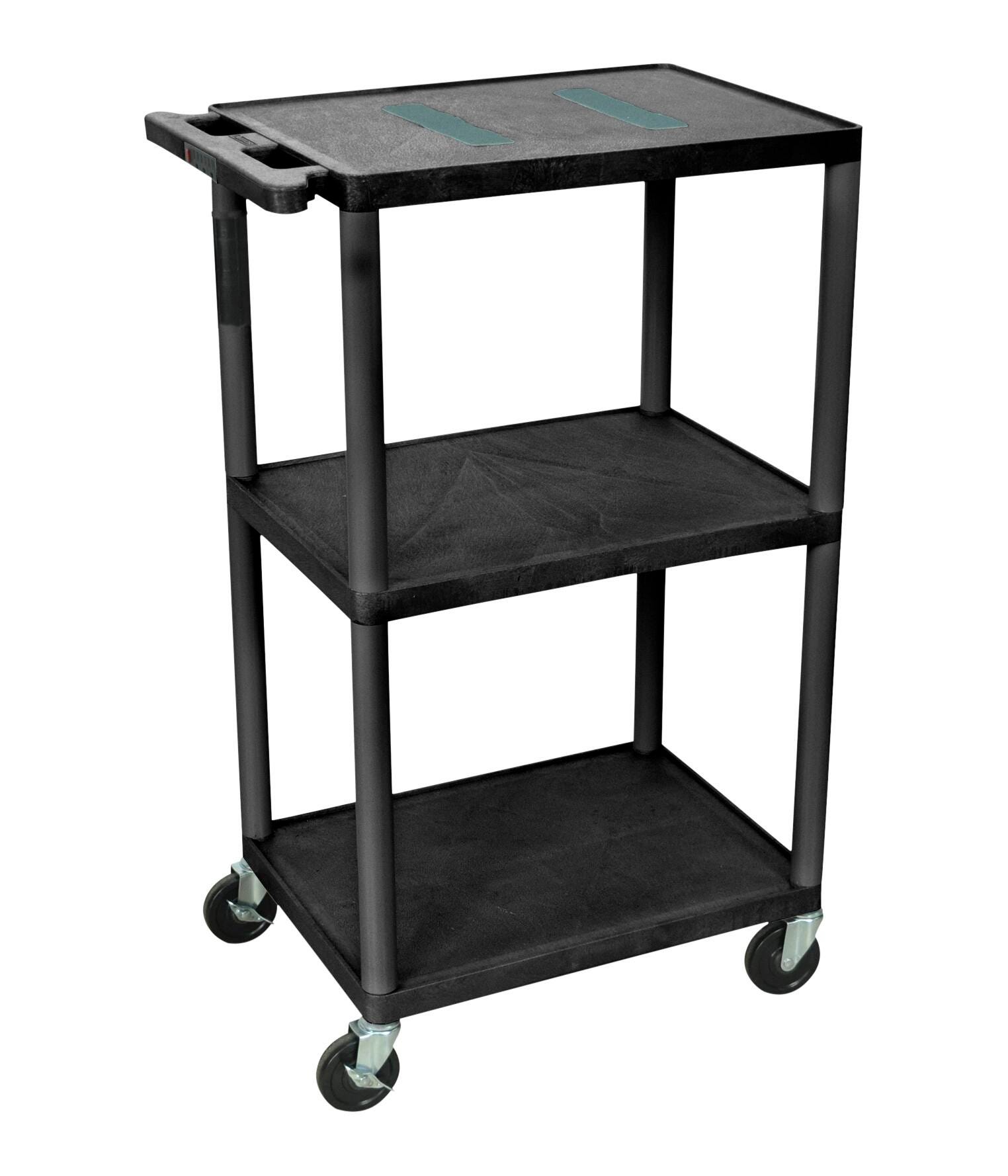 Luxor AV Cart, Three Shelf, Molded Plastic, 24 x 18 x 42 Inches 1133812
