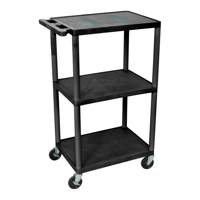 Luxor AV Cart, Three Shelf, Molded Plastic, 24 x 18 x 42 Inches