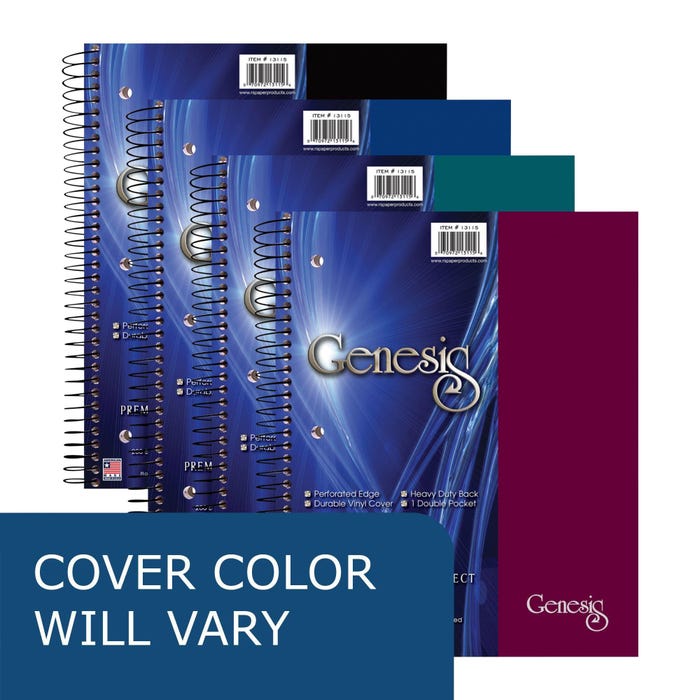 Roaring Spring Genesis 5 Subject Notebook, 11 x 9 Inches, College Ruled Assorted Colors