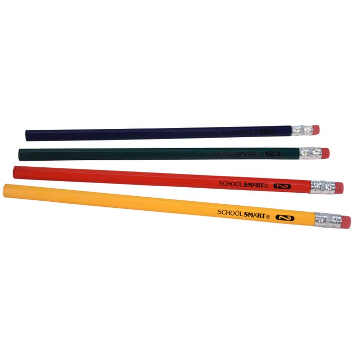 School Smart Traditional No 2 Pencils, Assorted Colors, Pack of 144