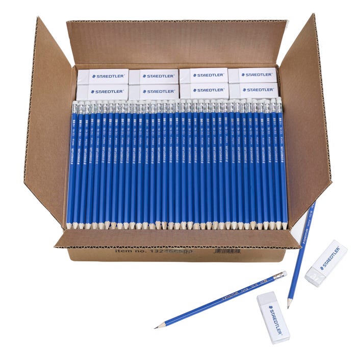 Staedtler Norica Pencils and Erasers, No 2 HB, Pre-sharpened, Pack of 540