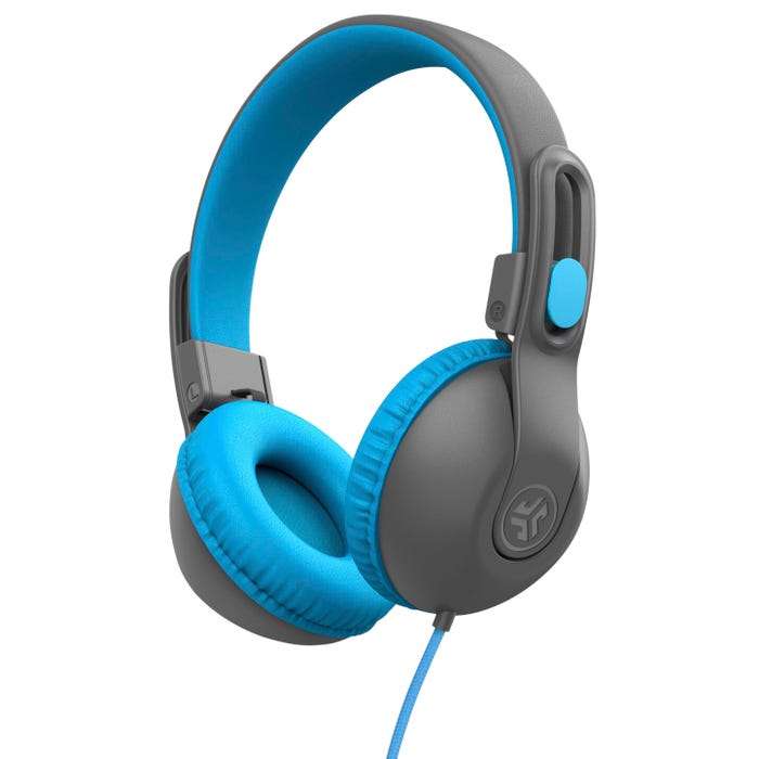 JLAB JBuddies Studio 2 On-Ear Kids Wired Headphones, Gray/Blue