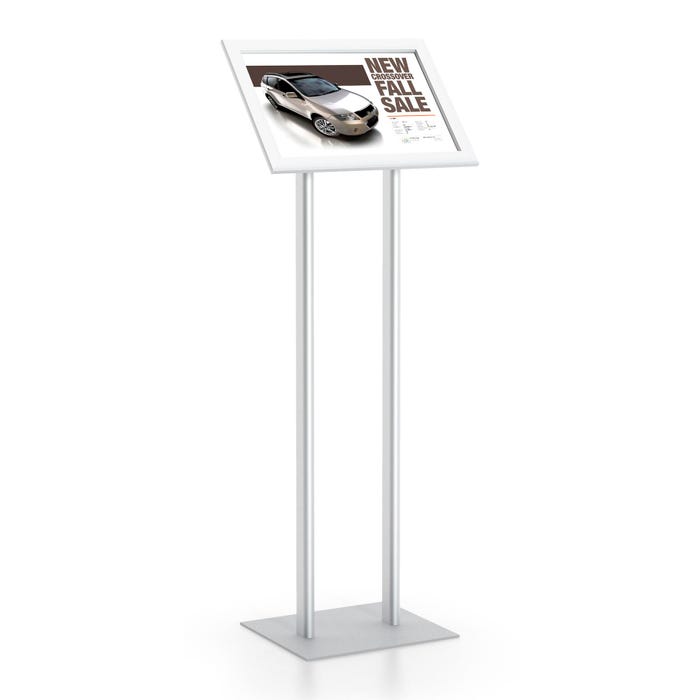 Testrite Visual EasyOpen SnapFrame Double Pole Pedestal Stands, 17 x 11 Inches, Silver