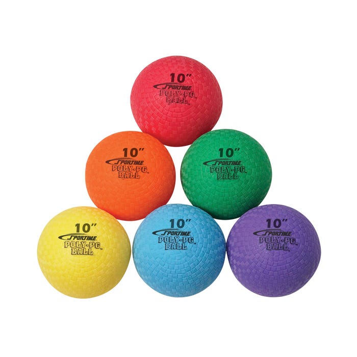 Sportime Poly PG Ball, 10 Inches, Set of 6, Assorted Colors