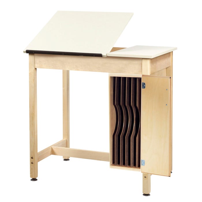 Diversified Spaces Drafting Table, Split Top, 42 x 30 x 39-3/4 Inches, Board Storage, Almond Laminate Top