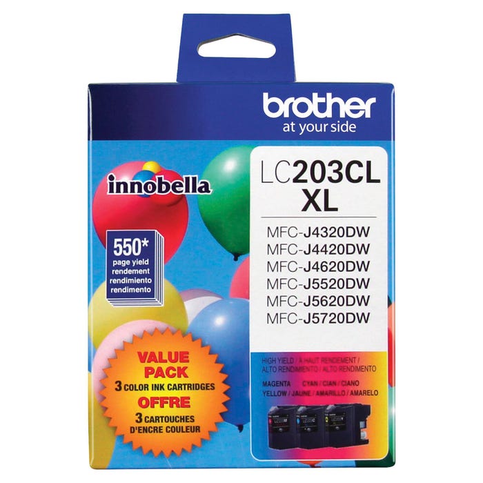 Brother LC2033PKS Ink Toner Cartridge, Tri-Color, Pack of 3