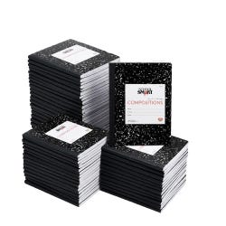 School Smart Semi-Stiff Ruled Composition Book, 9-3/4 x 7-1/2 Inches, Wide Ruled, 100 Sheets, Pack of 48