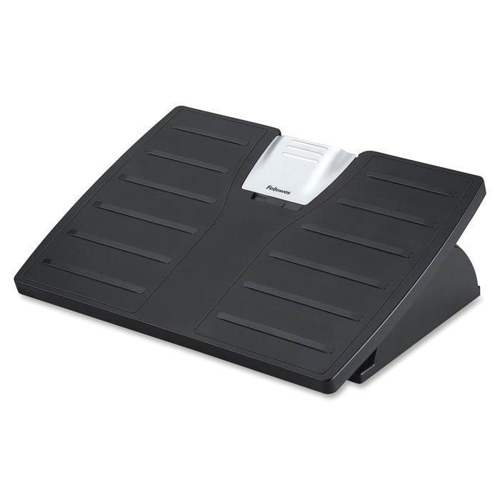 Fellowes Tilt Adjustable Footrest, 17-1/2 x 13/18 x 4-3/8 in, Black/Silver