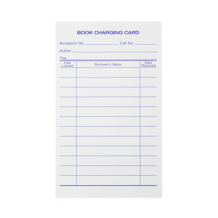 School Smart Library Checkout Cards, 3 x 5 Inches, White, Pack of 500