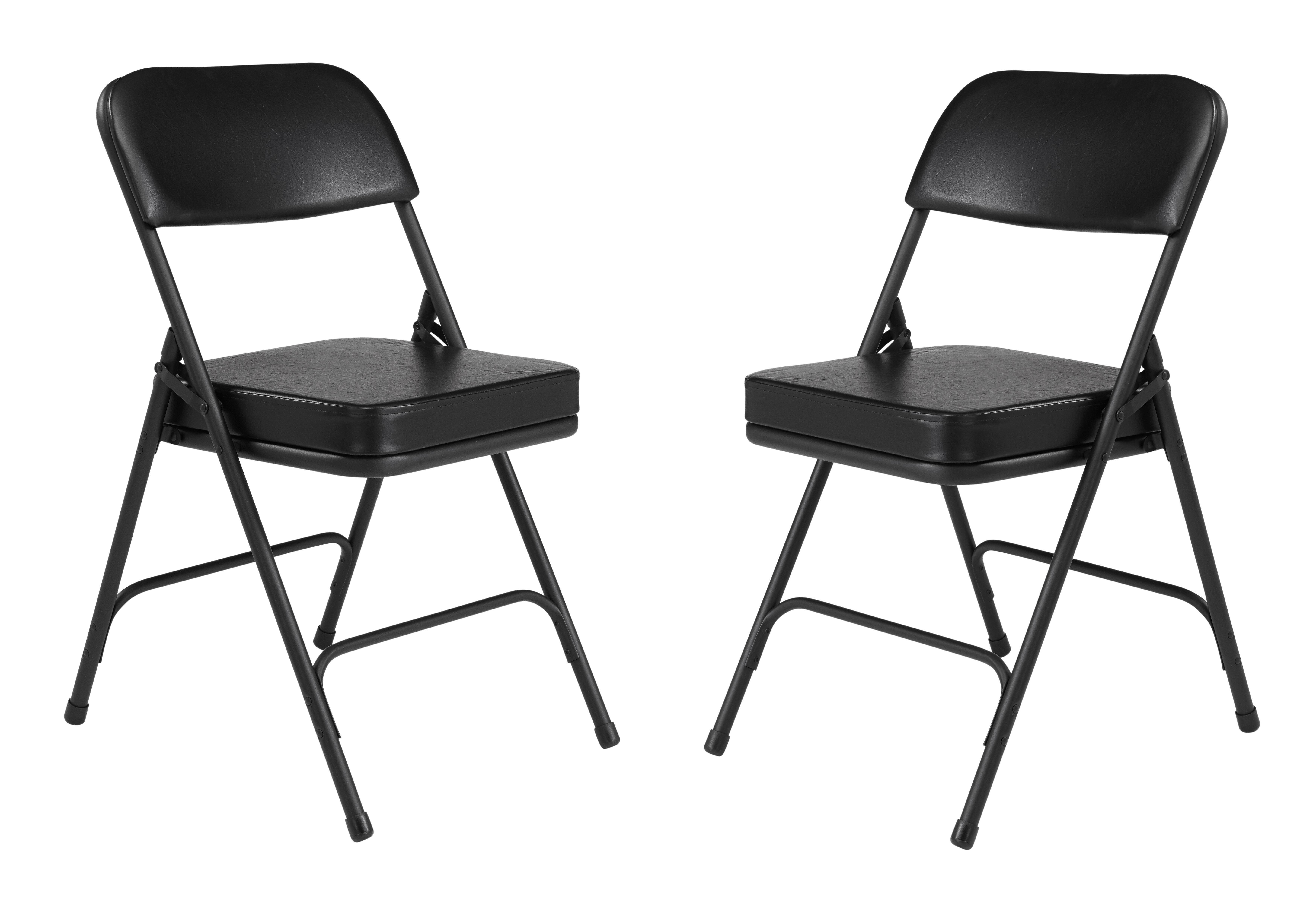 National Public Seating 3200 Series 2-Inch Thick Padded Folding Chair, 18-1/2 Inch Seat, Black, Set of 2 2051334