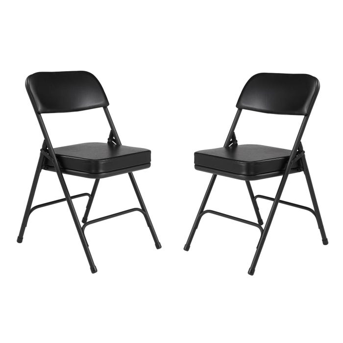 National Public Seating 3200 Series 2-Inch Thick Padded Folding Chair, 18-1/2 Inch Seat Height, Black, Set of 2