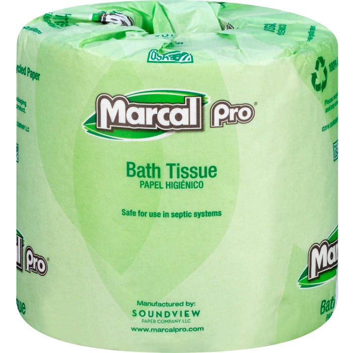 Marcal Pro 2-Ply Recycled Toilet Paper, 240 Sheets per Roll, Pack of 48