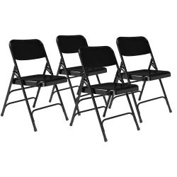 National Public Seating 300 Series Deluxe Steel Folding Chair, 17-1/4 Inch Seat, Black, Pack of 4 2051308