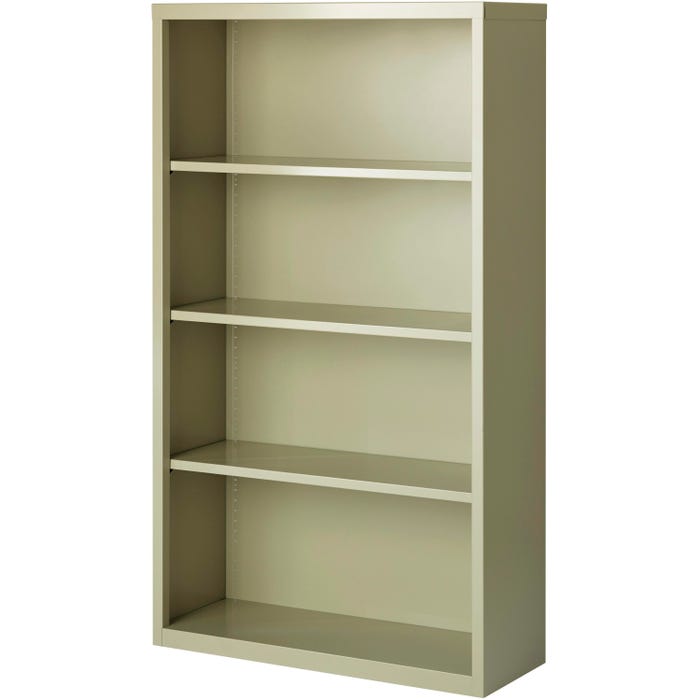 Lorell Fortress Series Putty Steel Bookcase , 4-Shelves, 34-1/2 x 13 x 60 Inches