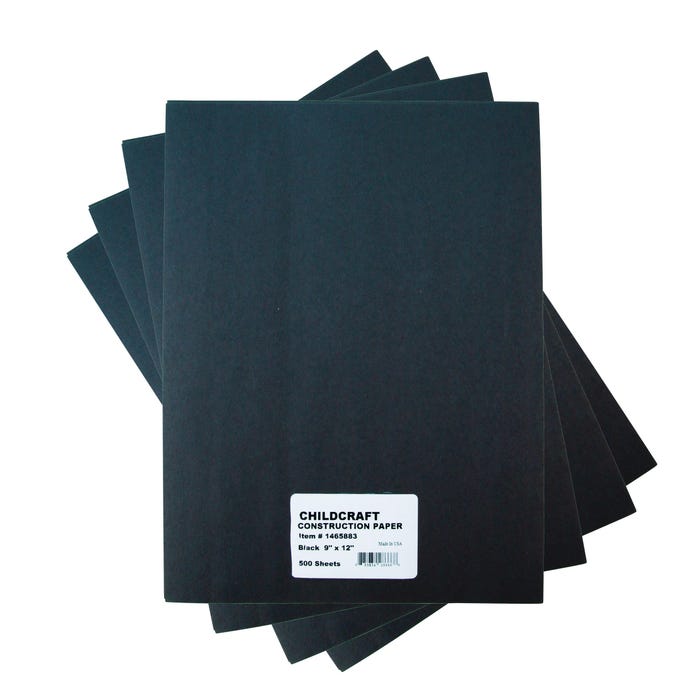 Childcraft Construction Paper, 9 x 12 Inches, Black, 500 Sheets