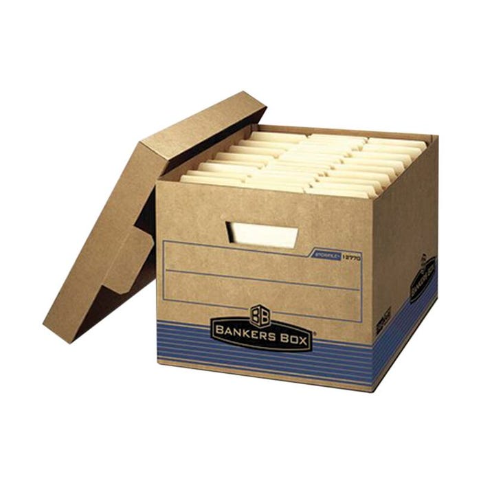 Bankers Box File Storage Box with Lid, Letter/Legal Size, 12 x 15 x 10 Inches, Brown Kraft, Pack of 12