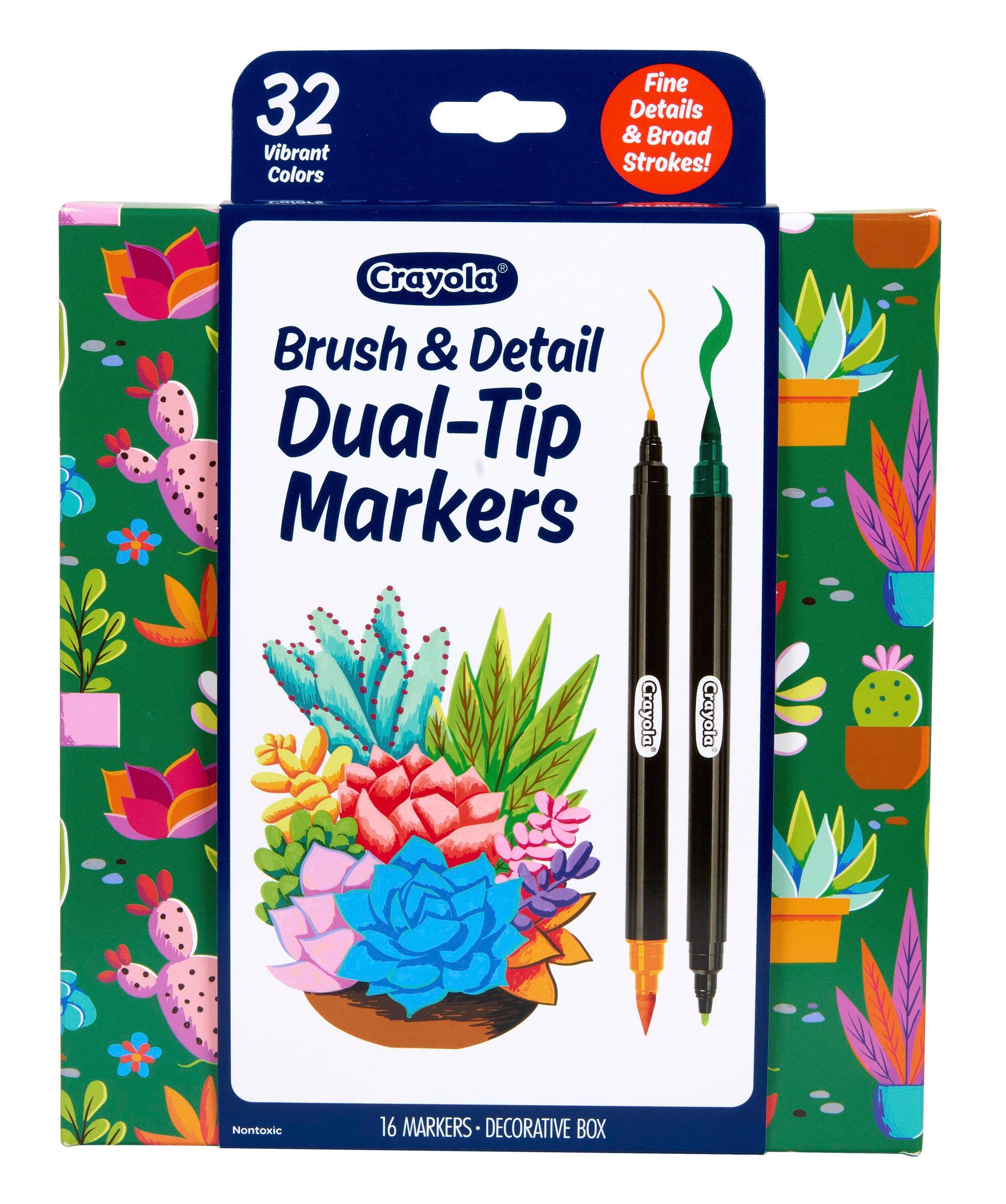 Image for Crayola Brush & Detail Dual Ended Markers, Assorted Colors, Set of 16 from School Specialty