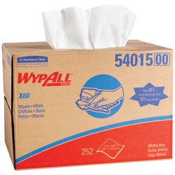 WYPALL X60 Cloths Brag Box, White, 252 Sheets
