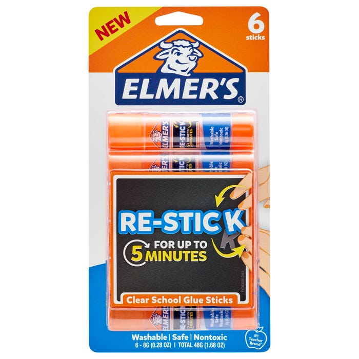 Elmer's Re-Stick School Glue Sticks, 1.68 Ounces, Set of 6