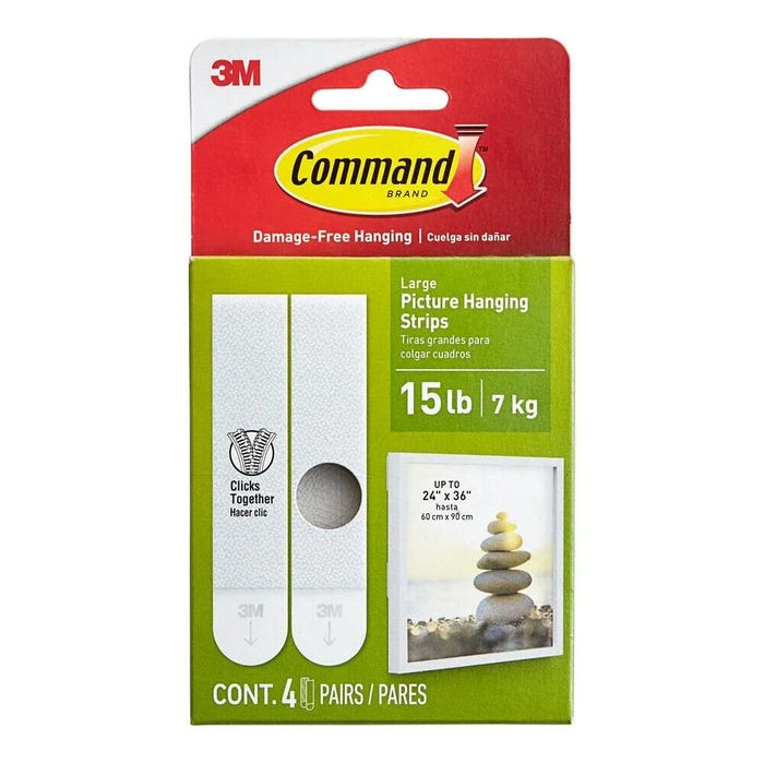 Command Picture Hanging Strips, Large, 15 Pound Weight Capacity, Pack of 4