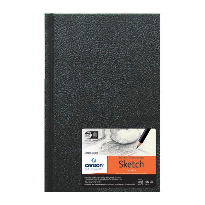 Canson Basic Hardcover Sketchbook, 5-1/2 x 8-1/2 Inches, 65 lb, 108 Sheets