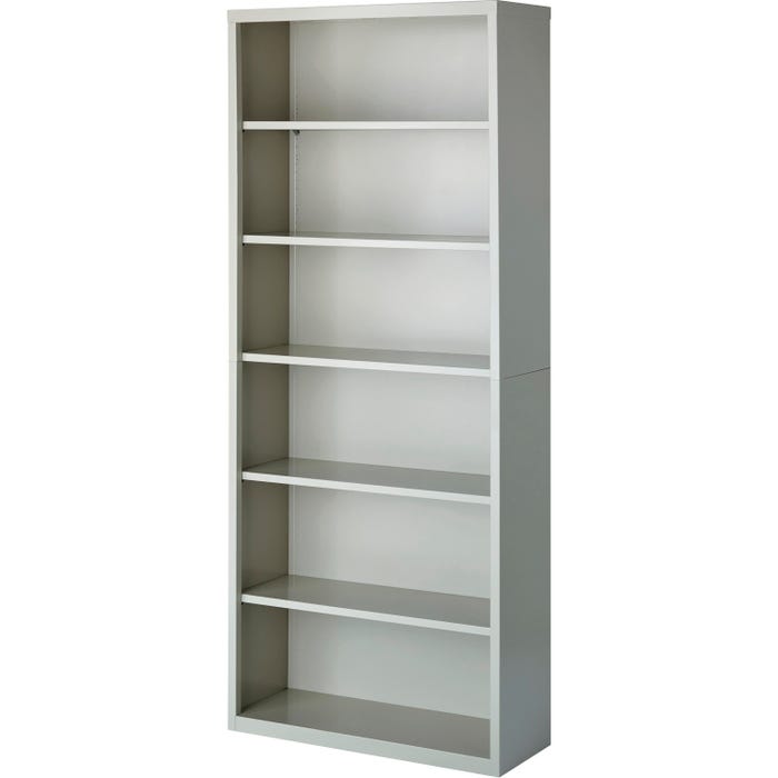 Lorell Fortress Series Bookcase, 6-Shelves, 34-1/2 x 13 x 82 Inches, Light Gray Steel