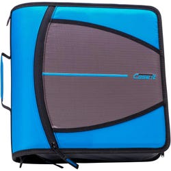 Case-it The Mighty Zip Tab Zipper Binder, 3 Inch O-Rings, Cerulean Blue