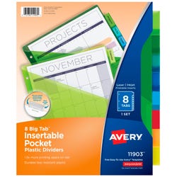 Avery Plastic Insertable Dividers with Pocket, 8 Tab, Multi-Color 1482904