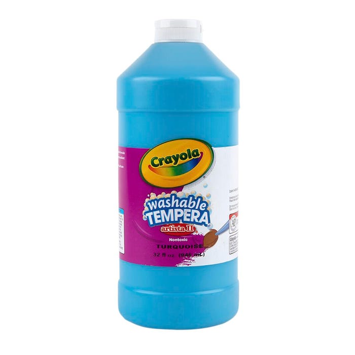 Crayola Artista II Washable Tempera Paint, 1 Quart Bottle, Turquoise