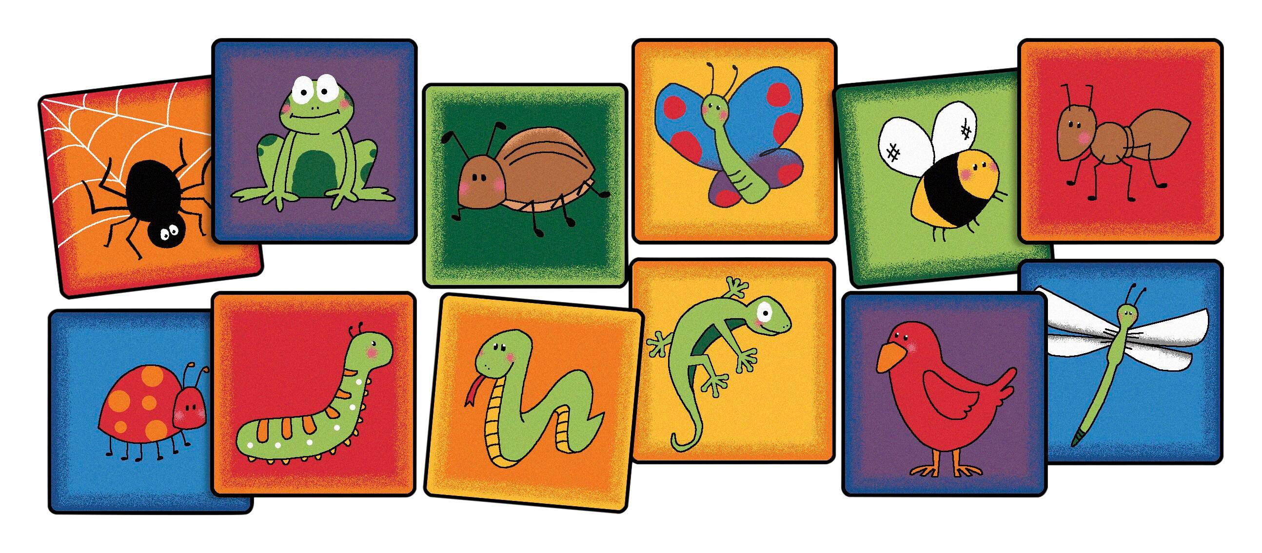 Carpets for Kids KID$Value PLUS Friendly Critters Seating Squares, 16 x 16 Inches, Set of 12, Multicolored, Item Number 2101477