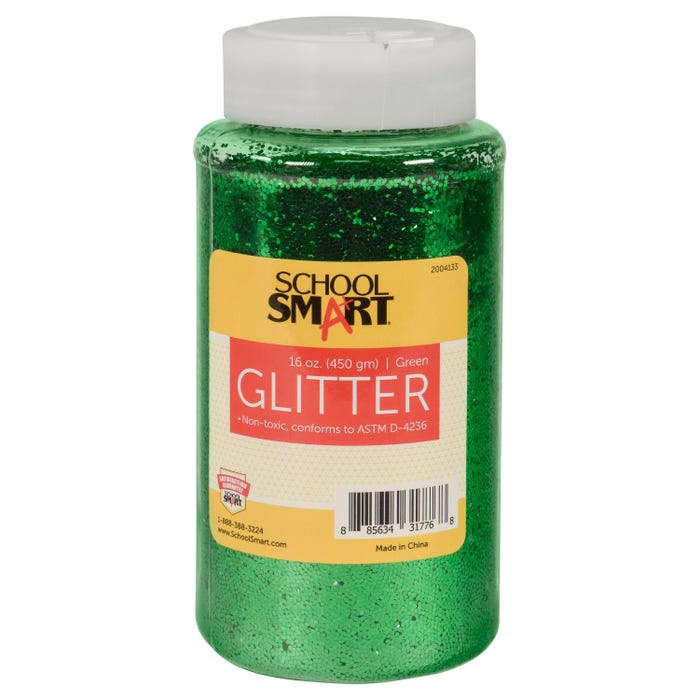 School Smart Craft Glitter, 1 Pound Jar, Green