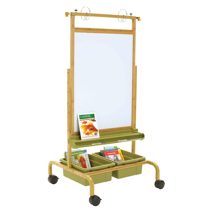 Copernicus Bamboo Deluxe Chart Stand with Sage Tubs, 28 x 27 x 54 to 72 Inches