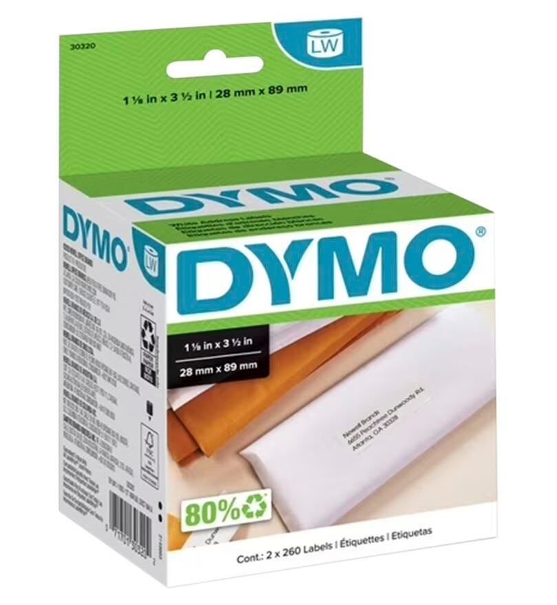 Dymo LabelWriter Address Labels, 1-1/8 x 3-1/2 Inches, White, 260 Labels/Roll, Box of 2 1093458