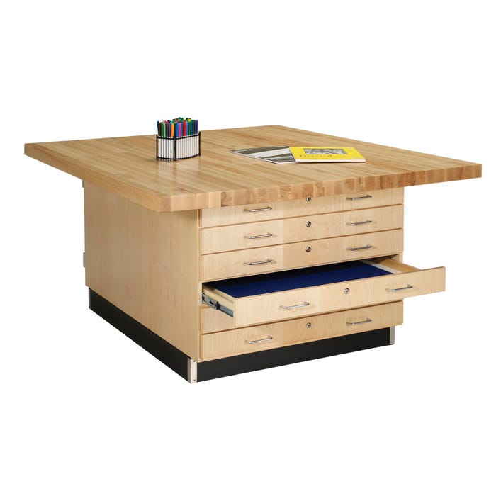 Diversified Woodcrafts 4-Station Workbench with Vises, 64 x 54 x 31-1/4 Inches, Solid Maple and Maple Veneer Construction