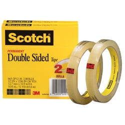 Scotch 665 Double-Sided Tape, 0.50 x 1296 Inches, Clear, Pack of 2 1369039