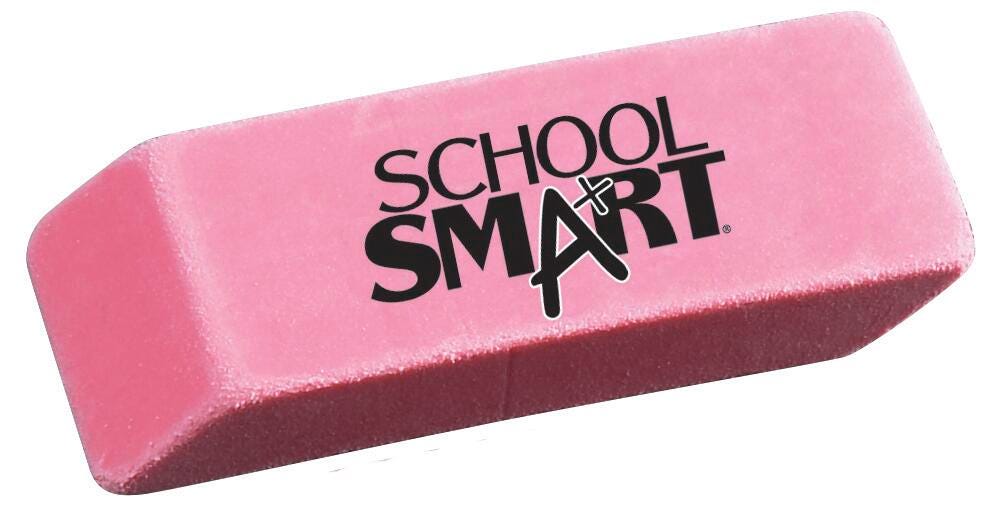 School Smart Beveled Block Erasers, Large, Pink, Pack of 12 077356