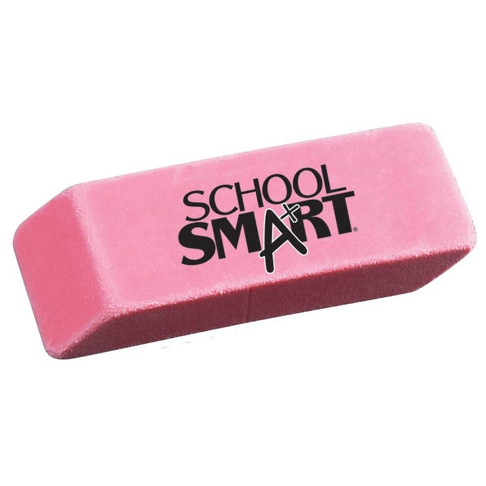 School Smart Beveled Block Erasers, Large, Pink, Pack of 12