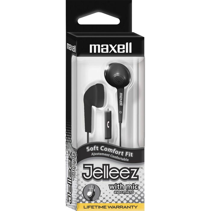 Maxell Jelleez Earbuds with Microphone, Black