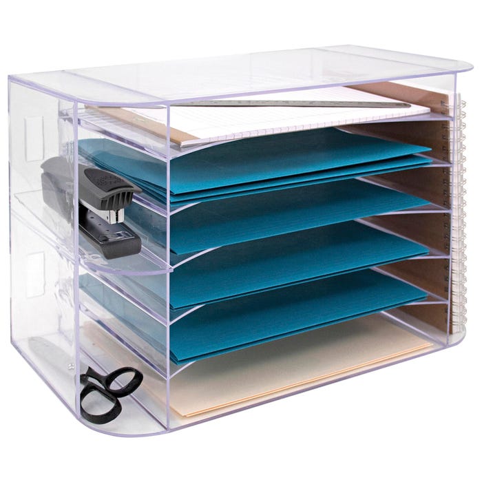 Business Source 6-tray Jumbo Desk Sorter, 18-1/8 x 10 x 12-1/4 Inches, Clear