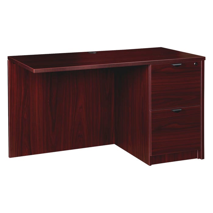 Lorell Prominence Laminate Return Desk, Full Right Pedestal, 42 x 24 x 29 Inches, Mahogany