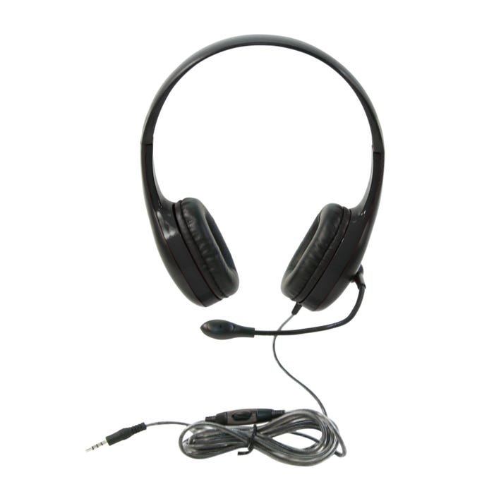 Califone KH-08GT BK On-Ear Headset with Gooseneck Microphone, 3.5mm, Black