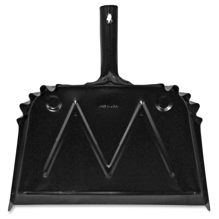 Genuine Joe Heavy Duty Metal Dustpan, 16 Inches, Black, Pack of 12