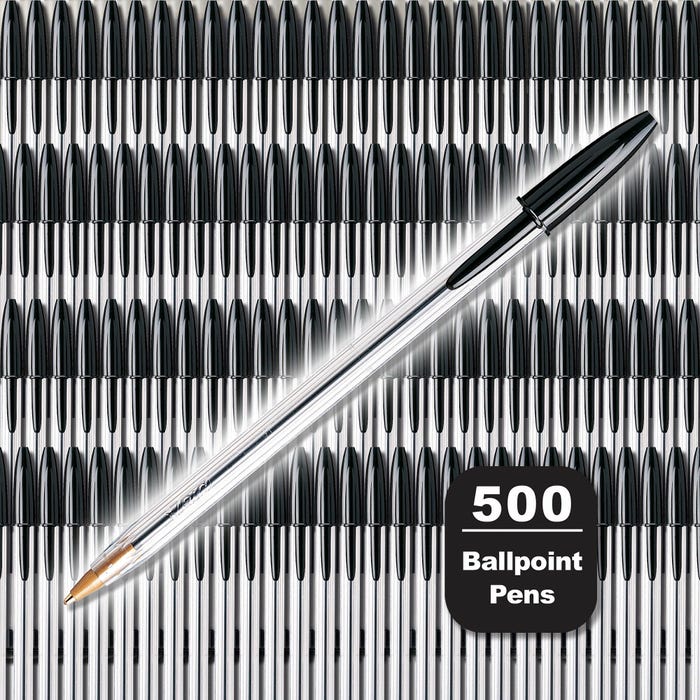 BIC Cristal Xtra Smooth Black Ballpoint Pen, Medium 1.0 mm, 500 Count Bulk Pack