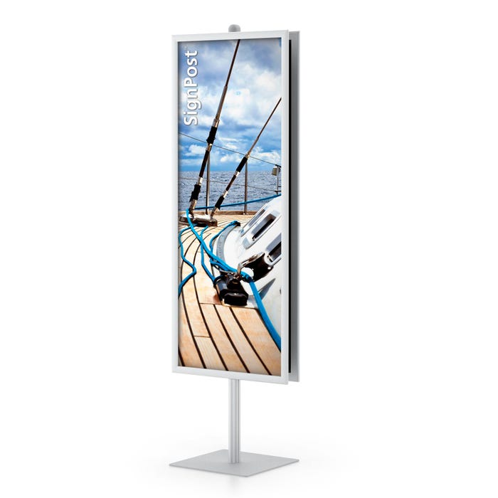 Testrite Visual SignPost 2 sided Sign Frame, 22x28 Graphic Size, 6 Foot Adjustable Height, Silver Frame