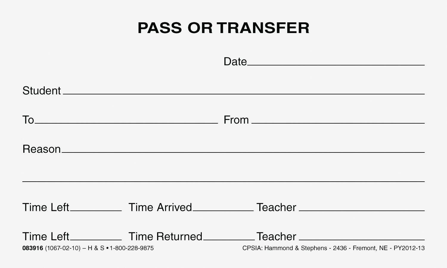 School & Hall Passes and Tardy Slips, Item Number 1473646