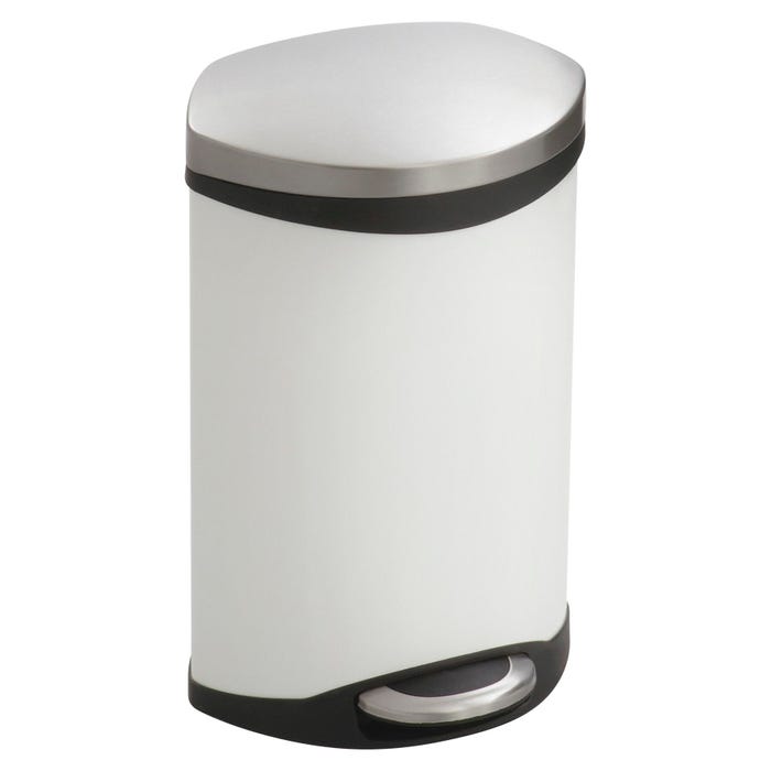 Safco Ellipse Foot Pedal Step-On Receptacle, 3 Gallon, Plastic Liner, White